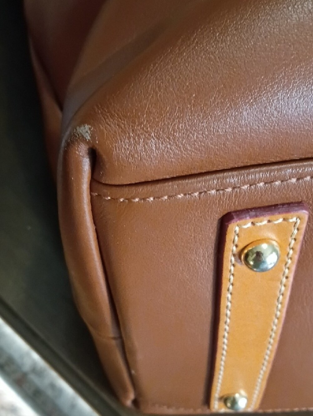 Dooney & Bourke EUC Cognac Brown Leather Messenger Bag - Picture 9 of 16